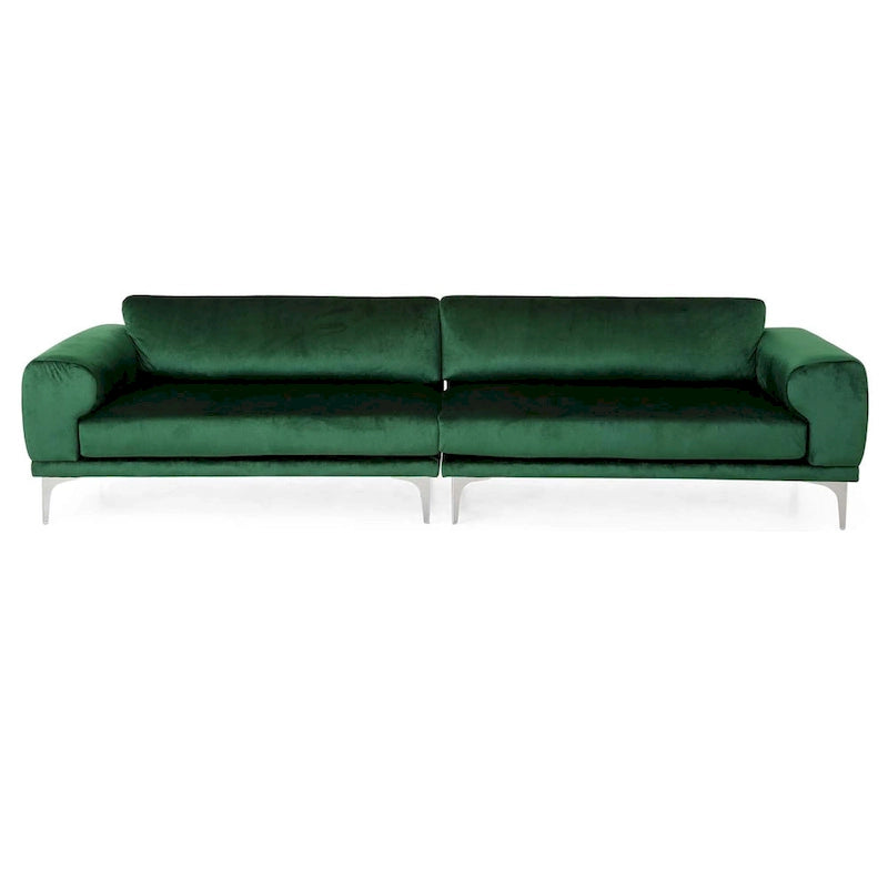 Emerald 111 Modern Velvet Sofa with Metal Legs and Solid Frame