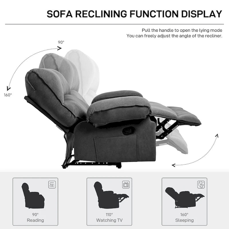 Oversized Velvet Recliner with Massage, Heating, Lumbar Pillow