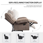 Oversized Velvet Recliner with Massage, Heating, Lumbar Pillow