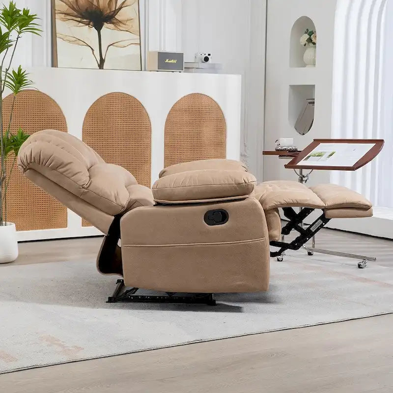 Large Manual Recliner Chair in Fabric for Living Room
