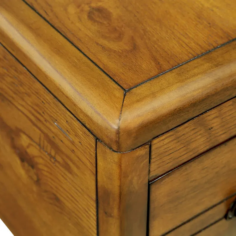 Solid Wood End Table, Rectangle 23.6 inch Narrow Side Table with Drawer, Vintage Bedside Table Nightstand for Small Spaces