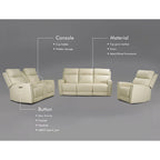Genuine Leather Power Reclining Sofa with Power Headrest and USB & USB-C Port, Zero Gravity