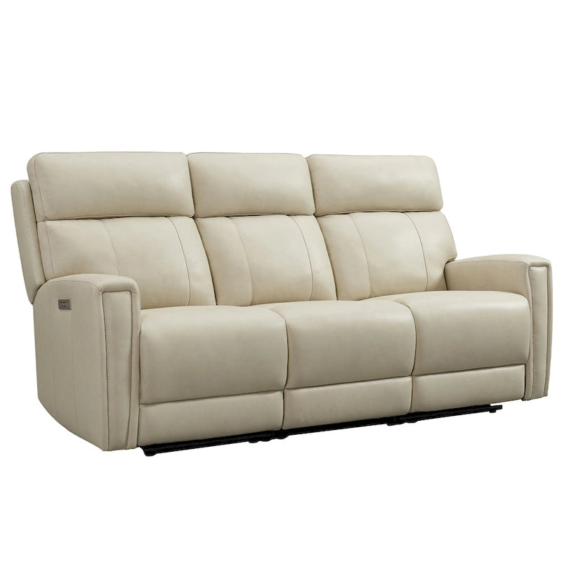 Genuine Leather Power Reclining Sofa with Power Headrest and USB & USB-C Port, Zero Gravity
