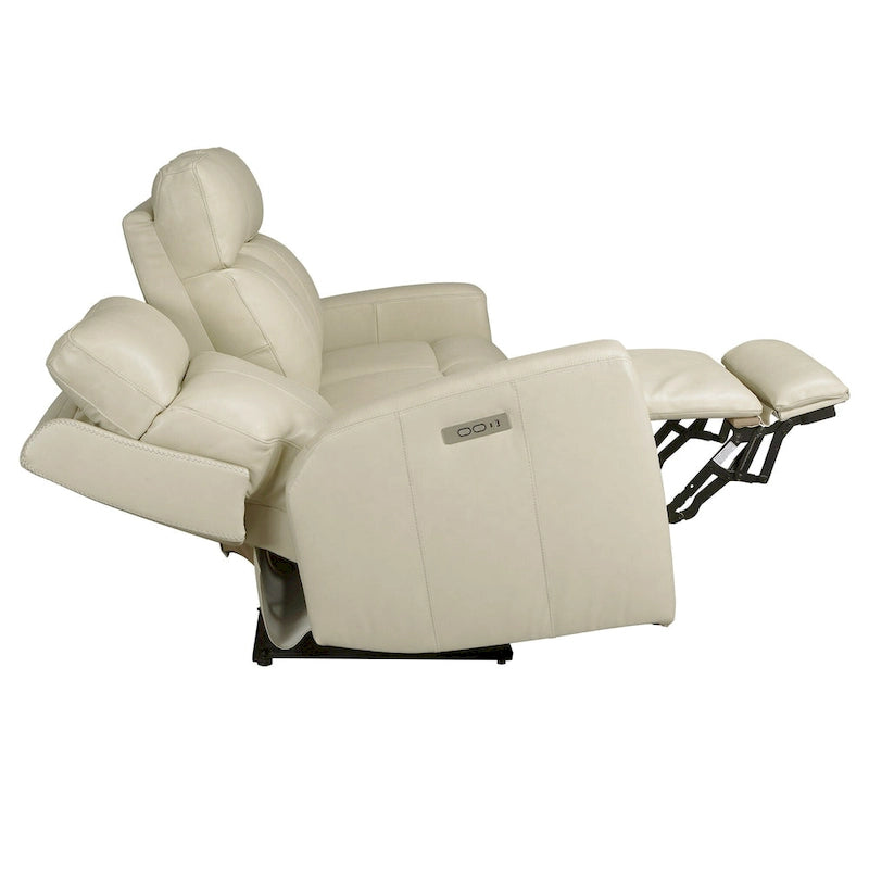 Genuine Leather Power Reclining Sofa with Power Headrest and USB & USB-C Port, Zero Gravity