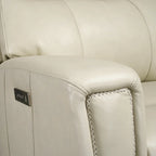 Genuine Leather Power Reclining Sofa with Power Headrest and USB & USB-C Port, Zero Gravity