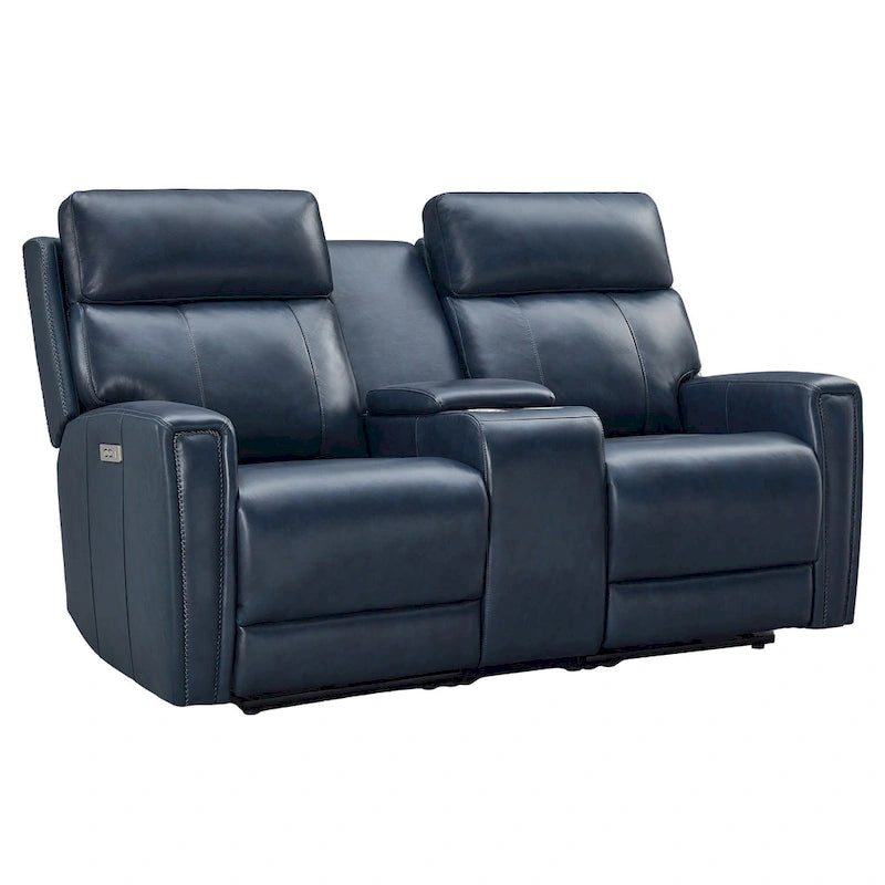 Genuine Leather Power Reclining Sofa with Power Headrest and USB & USB-C Port, Zero Gravity