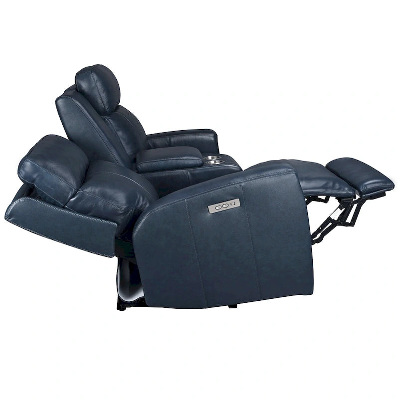 Genuine Leather Power Reclining Sofa with Power Headrest and USB & USB-C Port, Zero Gravity