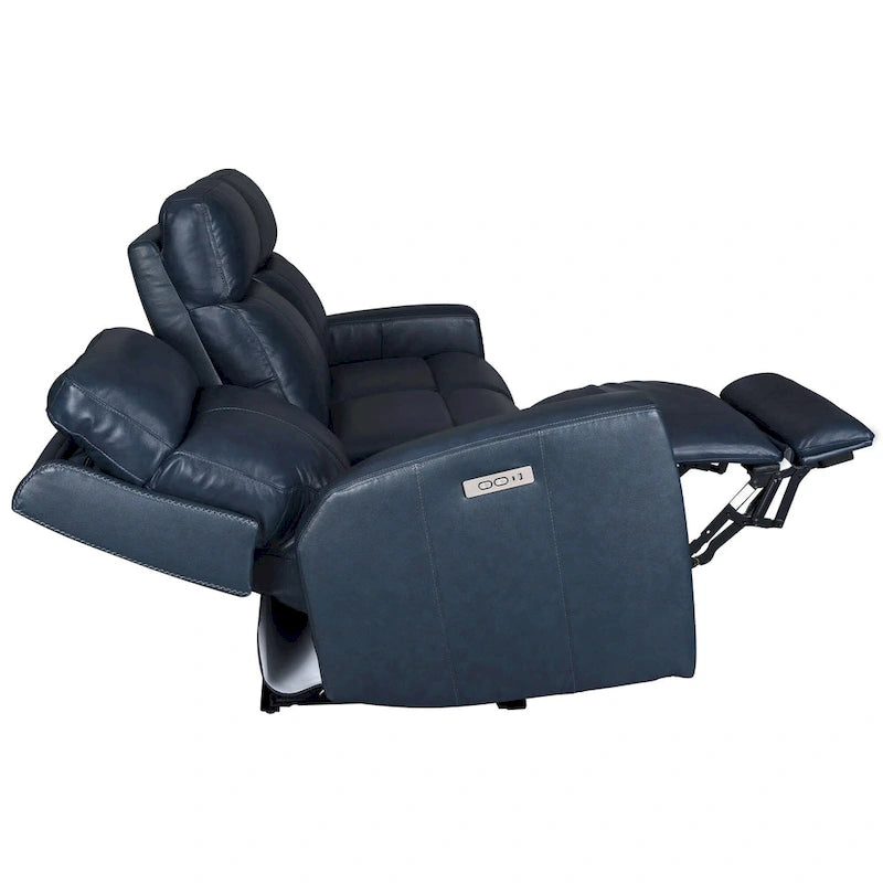 Genuine Leather Power Reclining Sofa with Power Headrest and USB & USB-C Port, Zero Gravity