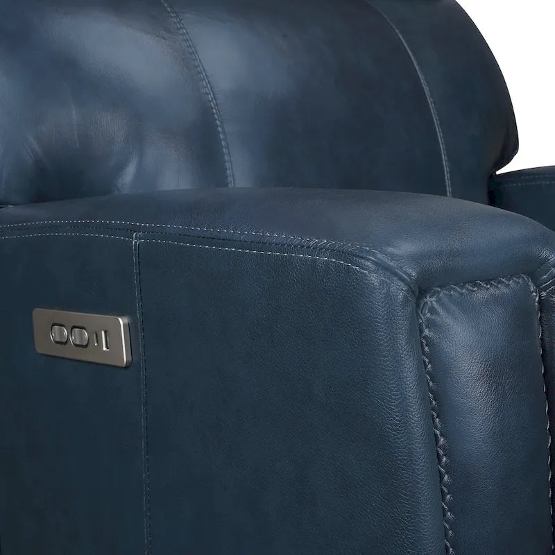 Genuine Leather Power Reclining Sofa with Power Headrest and USB & USB-C Port, Zero Gravity