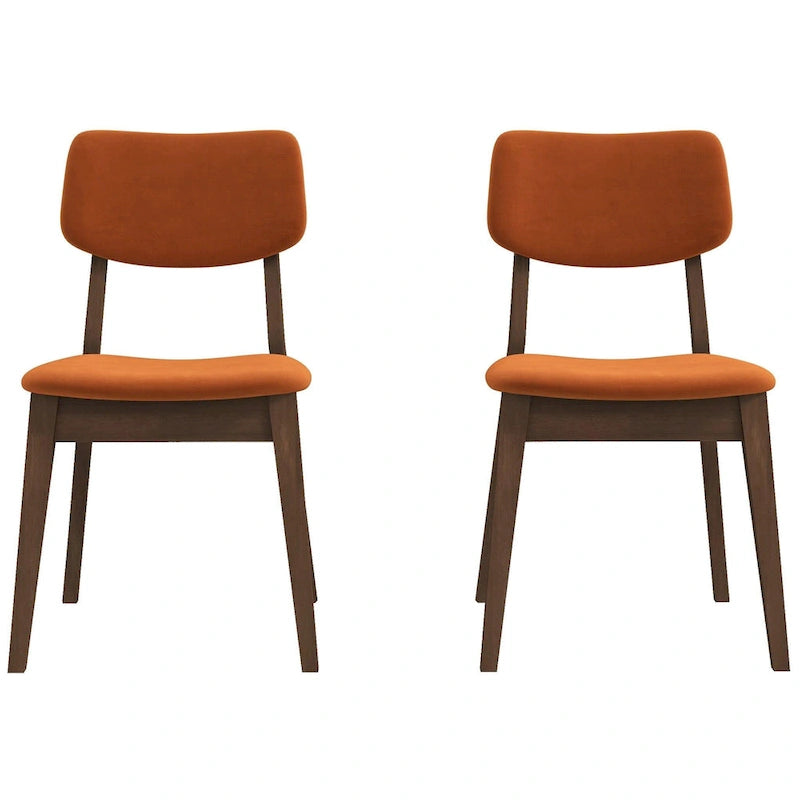 Burnt Orange Velvet Solid Back Side Chair