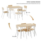 Kitchen Dining Table Metal Frame Breakfast Table with 4 Dining Chairs