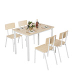Kitchen Dining Table Metal Frame Breakfast Table with 4 Dining Chairs