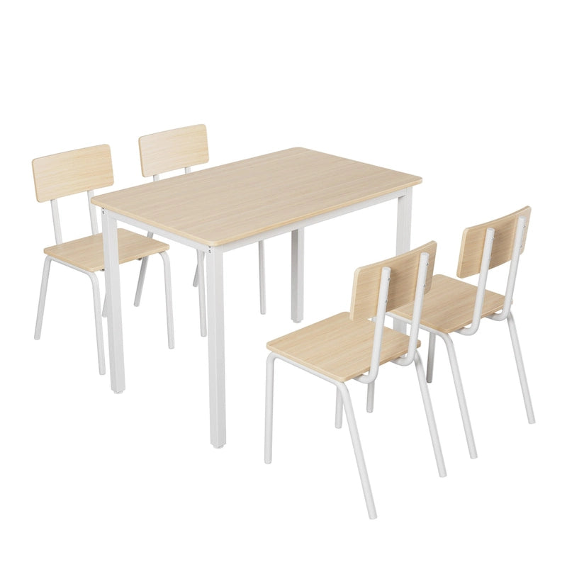 Kitchen Dining Table Metal Frame Breakfast Table with 4 Dining Chairs
