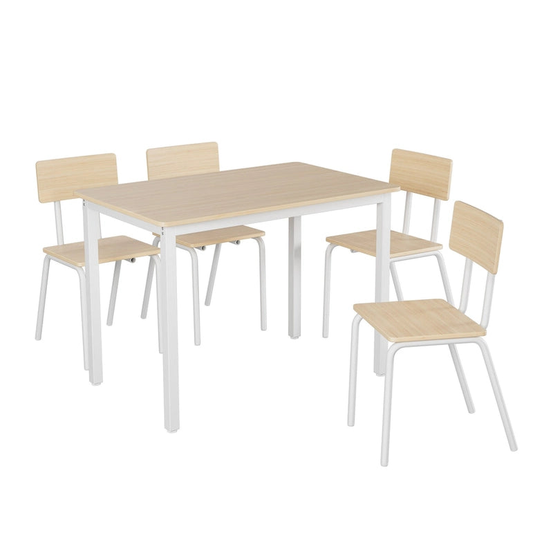 Kitchen Dining Table Metal Frame Breakfast Table with 4 Dining Chairs