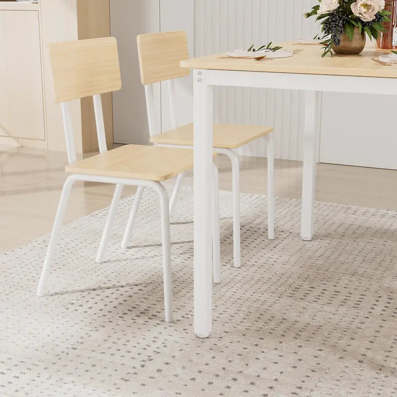 Kitchen Dining Table Metal Frame Breakfast Table with 4 Dining Chairs
