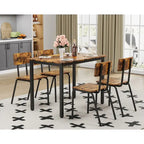 Kitchen Dining Table Metal Frame Breakfast Table with 4 Dining Chairs