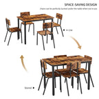 Kitchen Dining Table Metal Frame Breakfast Table with 4 Dining Chairs