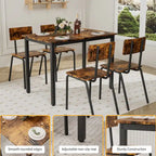 Kitchen Dining Table Metal Frame Breakfast Table with 4 Dining Chairs
