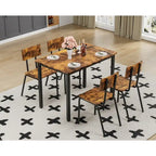 Kitchen Dining Table Metal Frame Breakfast Table with 4 Dining Chairs