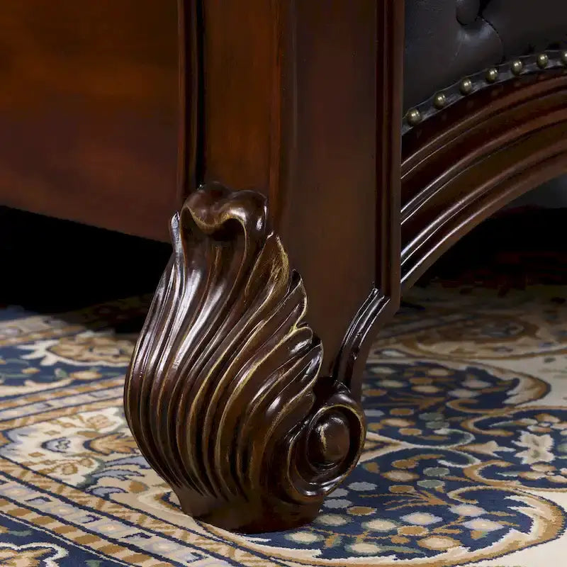 Traditional Faux Leather Button Tufted Four Poster Panel Bed