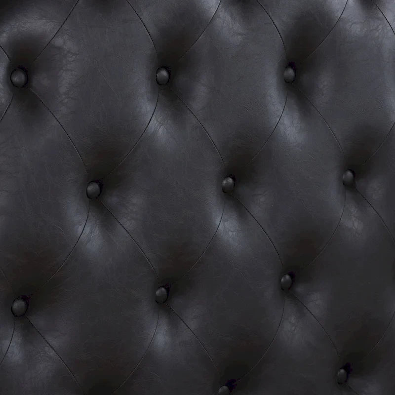 Traditional Faux Leather Button Tufted Four Poster Panel Bed