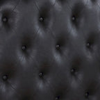 Traditional Faux Leather Button Tufted Four Poster Panel Bed