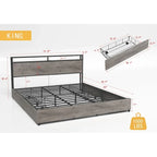 King Smart Storage Bed with LED Lights And Charging Station , 4 Drawers, 60,000+ RGB Colors