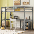 Twin Size Wood Loft Bed with Under-bed Storage and Desk