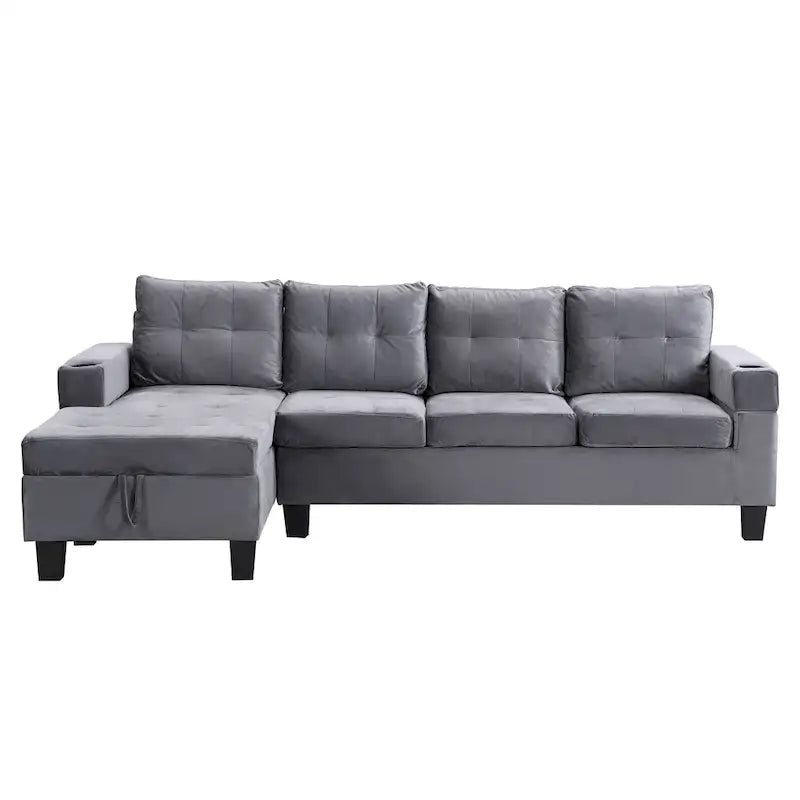 Grey 97.8 Modern Sofa with Storage Chaise