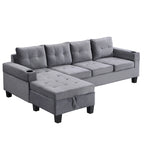 Grey 97.8 Modern Sofa with Storage Chaise