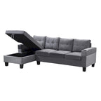 Grey 97.8 Modern Sofa with Storage Chaise