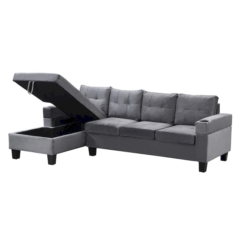 Grey 97.8 Modern Sofa with Storage Chaise