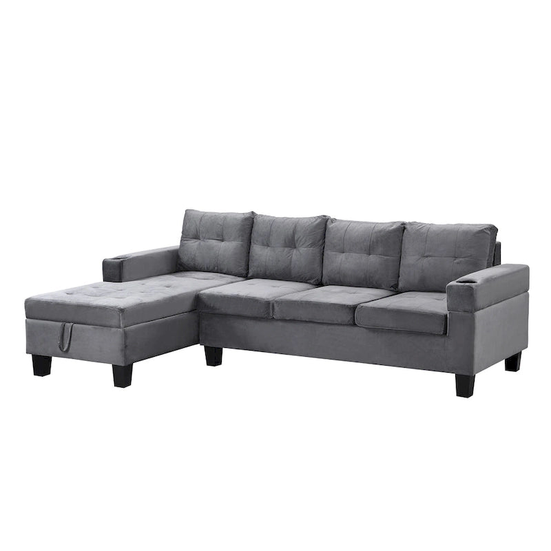 Grey 97.8 Modern Sofa with Storage Chaise