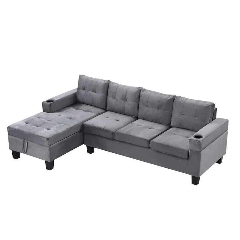 Grey 97.8 Modern Sofa with Storage Chaise