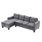 Grey 97.8 Modern Sofa with Storage Chaise