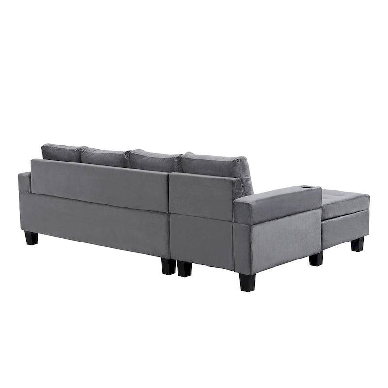 Grey 97.8 Modern Sofa with Storage Chaise