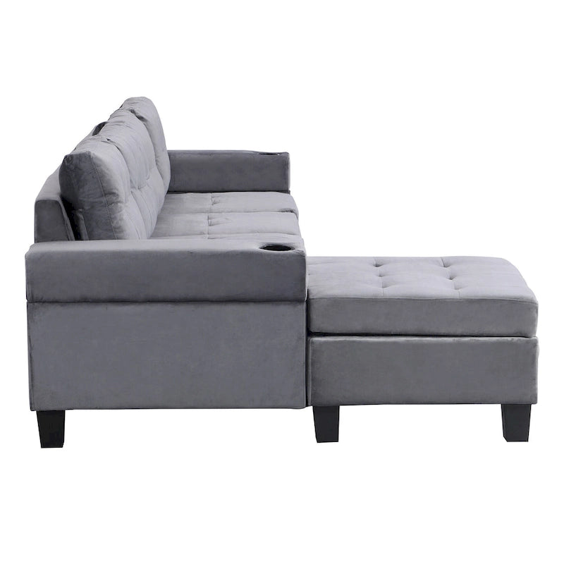 Grey 97.8 Modern Sofa with Storage Chaise