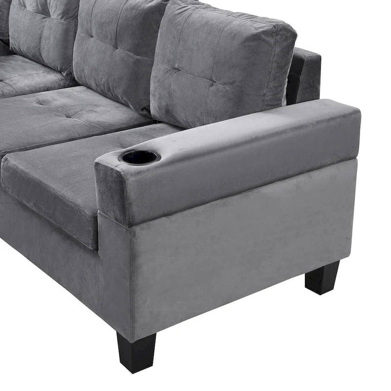 Grey 97.8 Modern Sofa with Storage Chaise