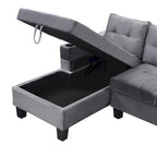 Grey 97.8 Modern Sofa with Storage Chaise