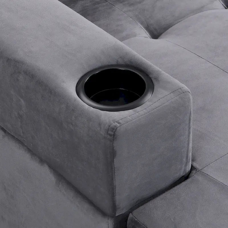 Grey 97.8 Modern Sofa with Storage Chaise