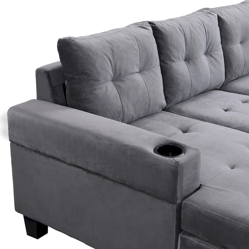 Grey 97.8 Modern Sofa with Storage Chaise
