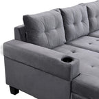 Grey 97.8 Modern Sofa with Storage Chaise