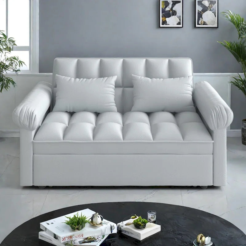 56 Foam Sofa Bed with Pull-Out Sleeper and Adjustable Backrest