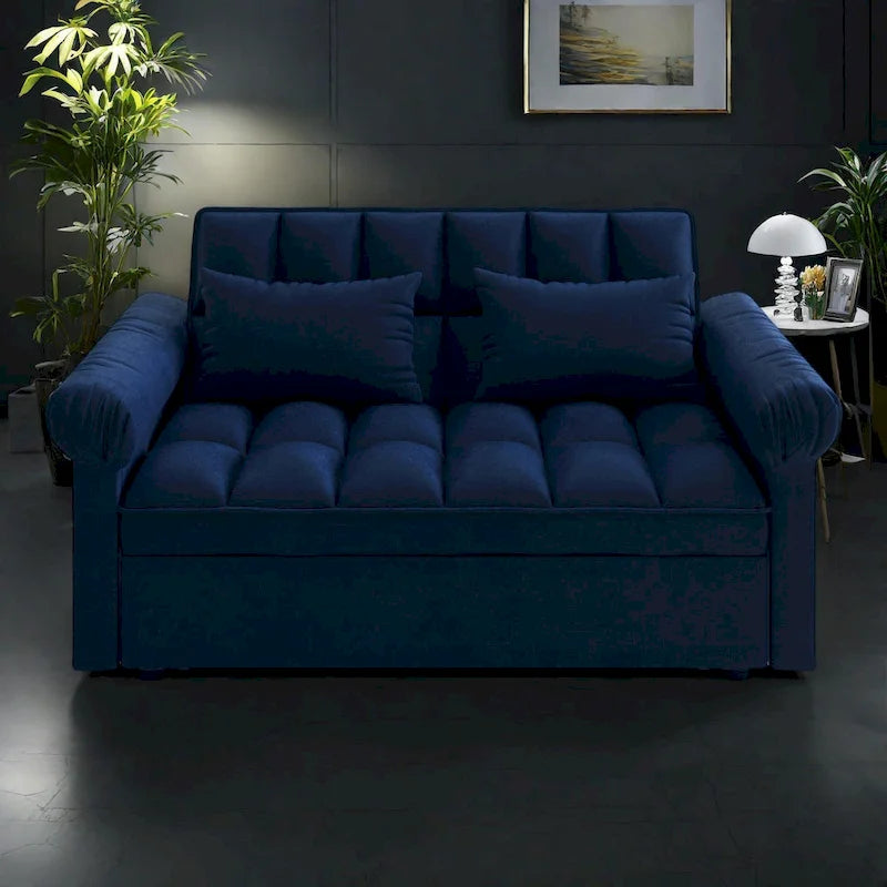 56 Foam Sofa Bed with Pull-Out Sleeper and Adjustable Backrest