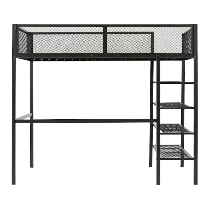Metall-Hochbett in Twin-Größe mit Arbeitsplatz