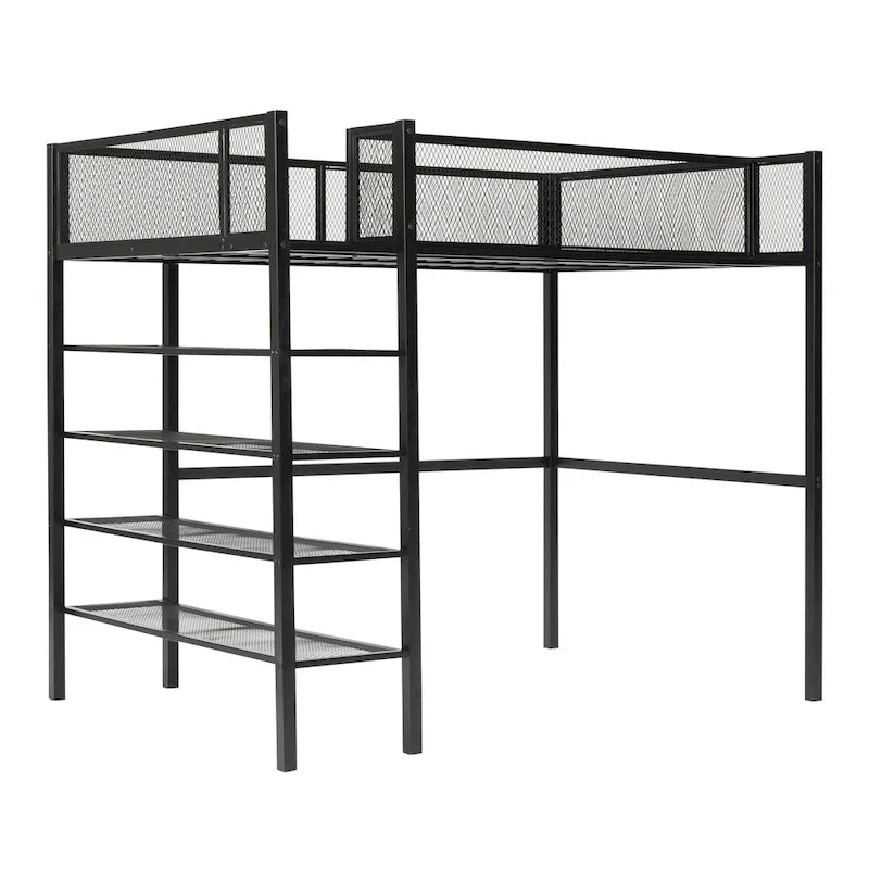 Metall-Hochbett in Twin-Größe mit Arbeitsplatz
