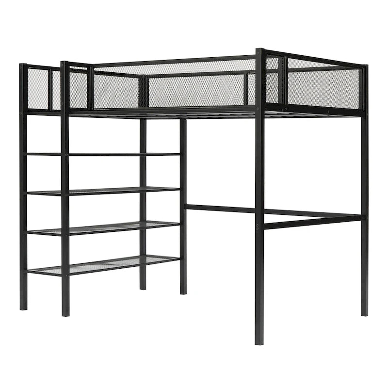 Metall-Hochbett in Twin-Größe mit Arbeitsplatz