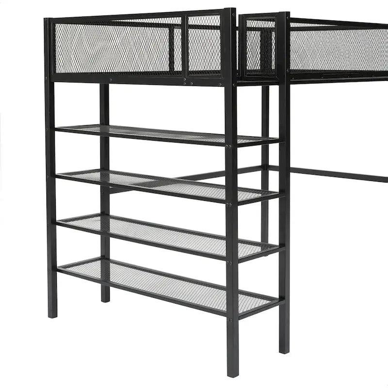Metall-Hochbett in Twin-Größe mit Arbeitsplatz