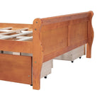Full Pine Wood Platform Bed with 4 Drawers & Design