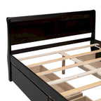 Full Pine Wood Platform Bed with 4 Drawers & Design